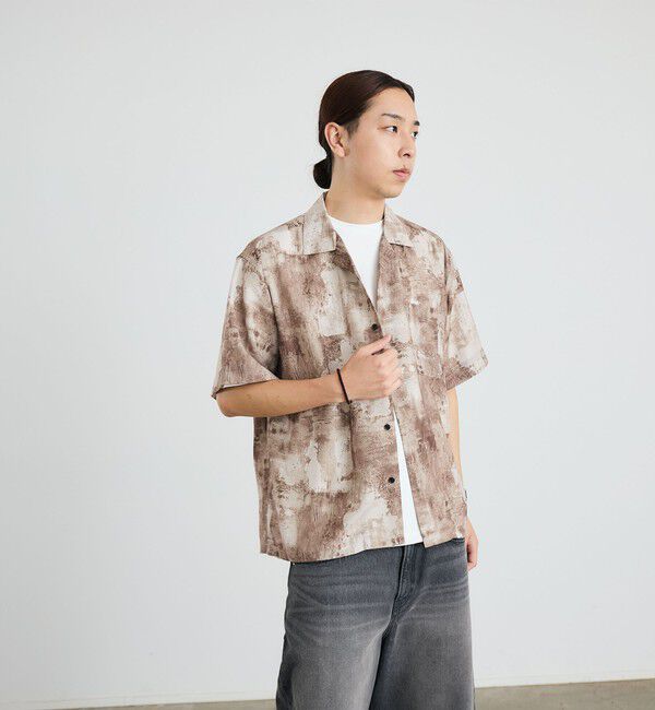 SHIPS「City Ambient Products: オープンカラー ウォール プリント シャツ」|シャツ・ブラウス|