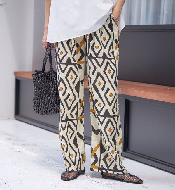 SHIPS for women「CIENNA:〈手洗い可能〉プリント イージー パンツ」|その他|ブラック