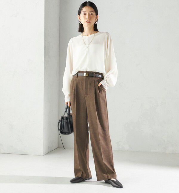 SHIPS for women「〈手洗い可能〉TUMUGITO(R) シャーク ツイード タック パンツ」|その他|