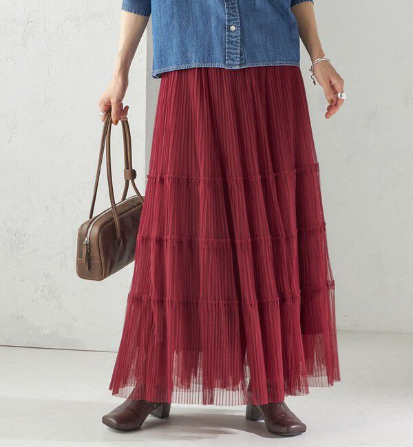 SHIPS for women「〈手洗い可能〉チュール プリーツ ティアード スカート」|スカート|