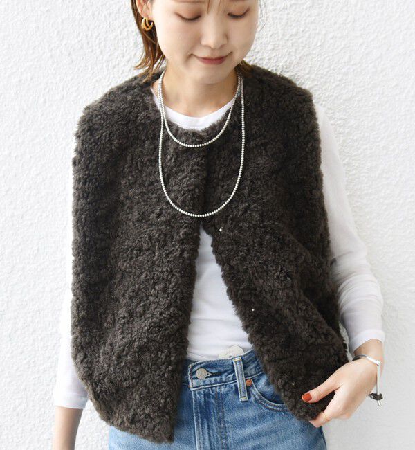 SHIPS for women「ランダム ファー ショート ジレ」|ベスト・ジレ|