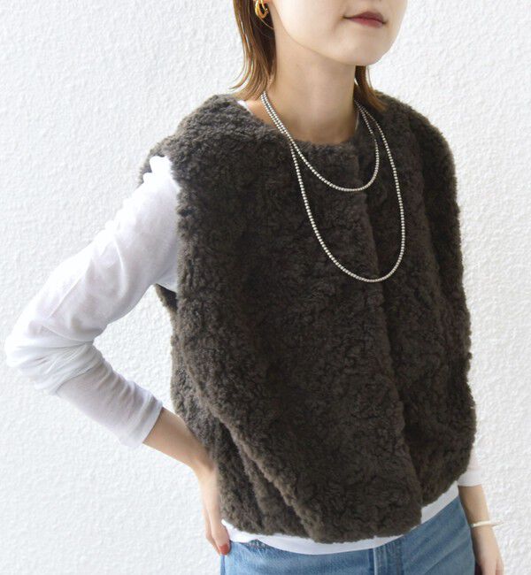 SHIPS for women「ランダム ファー ショート ジレ」|ベスト・ジレ|