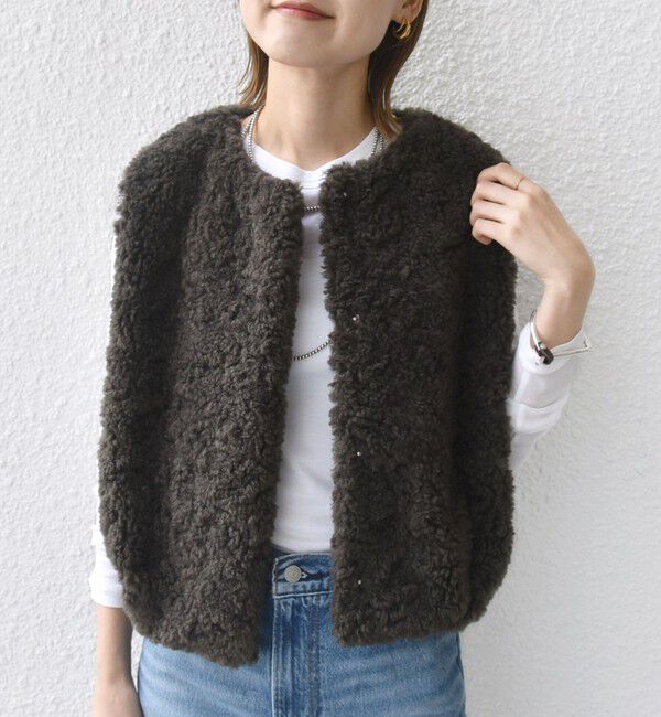 SHIPS for women「ランダム ファー ショート ジレ」|ベスト・ジレ|
