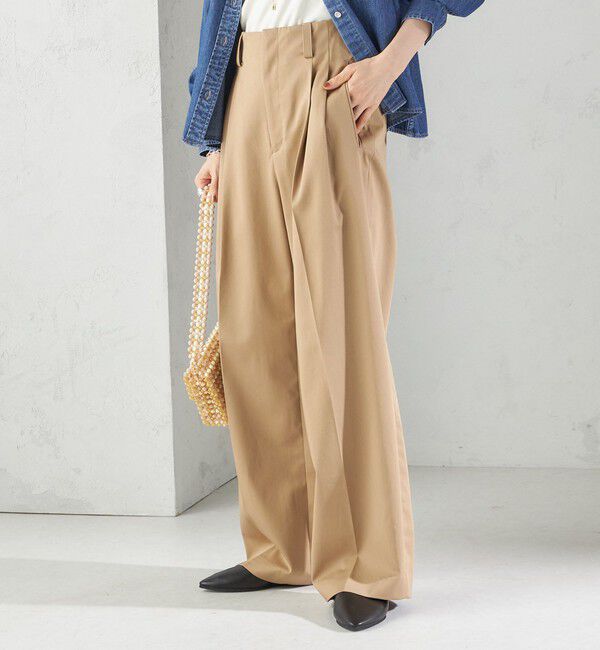 SHIPS for women「〈洗濯機可能〉ハイカウント ツイル 2タック ワイド パンツ」|その他|