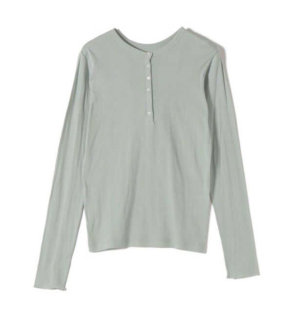 SHIPS for women「《一部追加予約》【SHIPS別注】miller: シアー ヘンリー ネック ロング スリーブ TEE」|Tシャツ・カットソー|