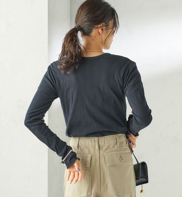 SHIPS for women「《一部追加予約》【SHIPS別注】miller: シアー ヘンリー ネック ロング スリーブ TEE」|Tシャツ・カットソー|