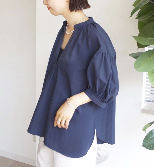 SHIPS for women「〈手洗い可能〉RENU ソフト タイプライター スキッパー 5分袖 ブラウス」|シャツ・ブラウス|