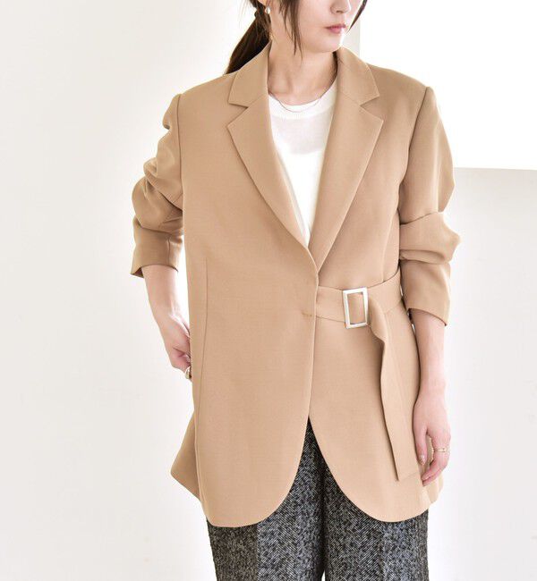 quaranciel「quaranciel:〈洗濯機可能〉ダブルクロス ベルト デザイン 3way テーラード ジャケット」|テーラードジャケット|