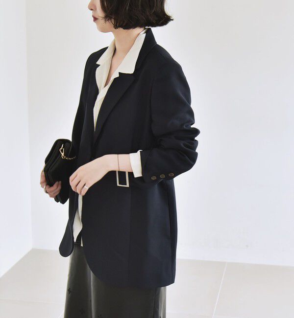 quaranciel「quaranciel:〈洗濯機可能〉ダブルクロス ベルト デザイン 3way テーラード ジャケット」|テーラードジャケット|
