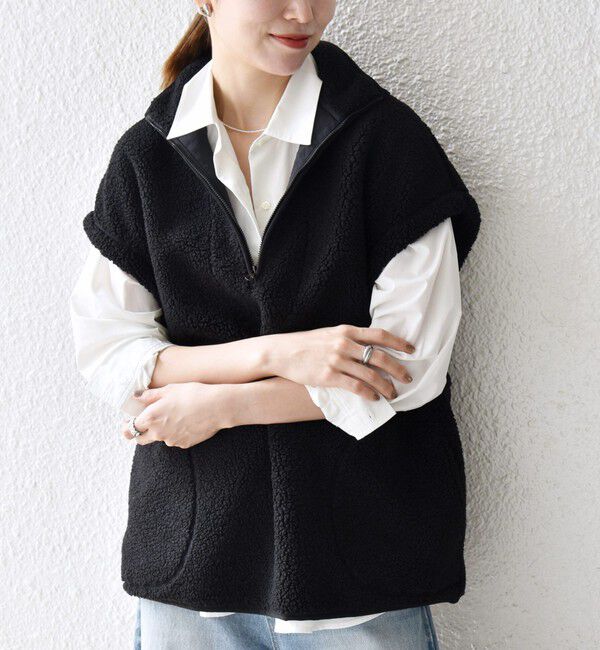 SHIPS any「SHIPS any:〈洗濯機可能〉ボア フリース スタンド ベスト」|ダウンベスト・ベスト|