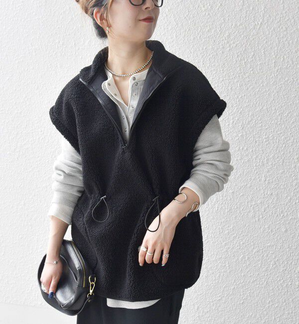 SHIPS any「SHIPS any:〈洗濯機可能〉ボア フリース スタンド ベスト」|ダウンベスト・ベスト|