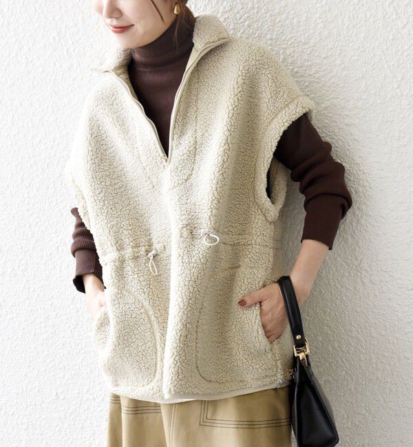 SHIPS any「SHIPS any:〈洗濯機可能〉ボア フリース スタンド ベスト」|ダウンベスト・ベスト|