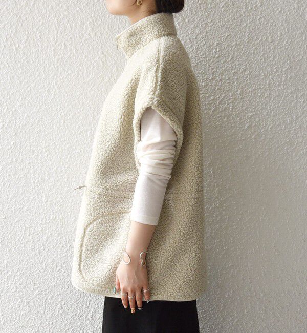 SHIPS any「SHIPS any:〈洗濯機可能〉ボア フリース スタンド ベスト」|ダウンベスト・ベスト|