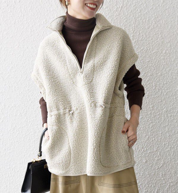 SHIPS any「SHIPS any:〈洗濯機可能〉ボア フリース スタンド ベスト」|ダウンベスト・ベスト|