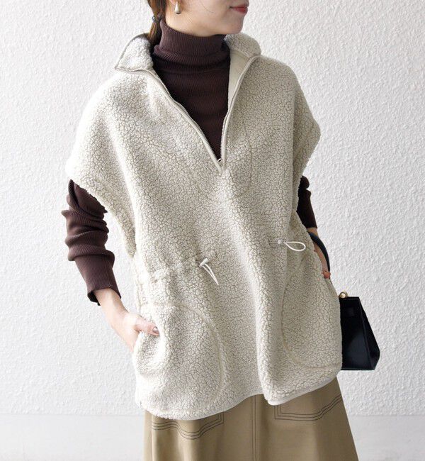 SHIPS any「SHIPS any:〈洗濯機可能〉ボア フリース スタンド ベスト」|ダウンベスト・ベスト|