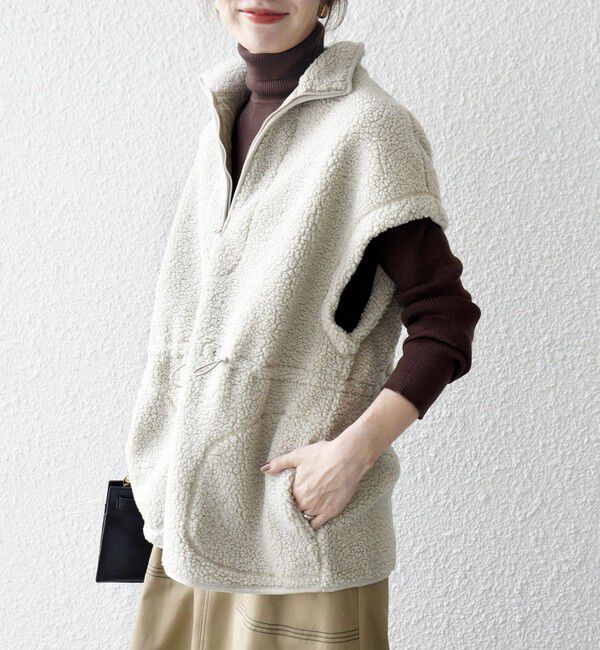 SHIPS any「SHIPS any:〈洗濯機可能〉ボア フリース スタンド ベスト」|ダウンベスト・ベスト|