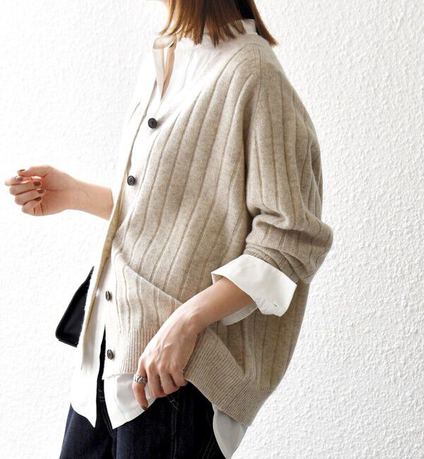 SHIPS any「SHIPS any:〈手洗い可能〉ヤク ワイドリブ Vネック ニット カーディガン」|カーディガン|