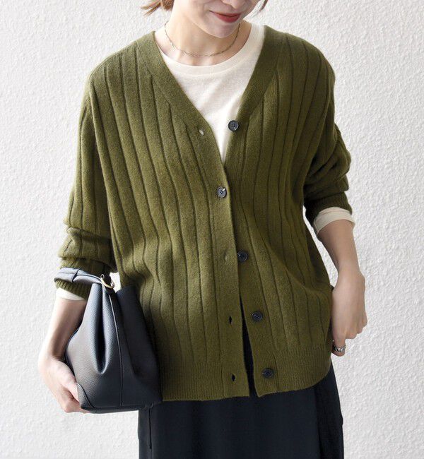 SHIPS any「SHIPS any:〈手洗い可能〉ヤク ワイドリブ Vネック ニット カーディガン」|カーディガン|