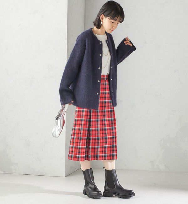 SHIPS for women「フォックス ブレンド ノーカラー ニット コート」|ノーカラーコート|