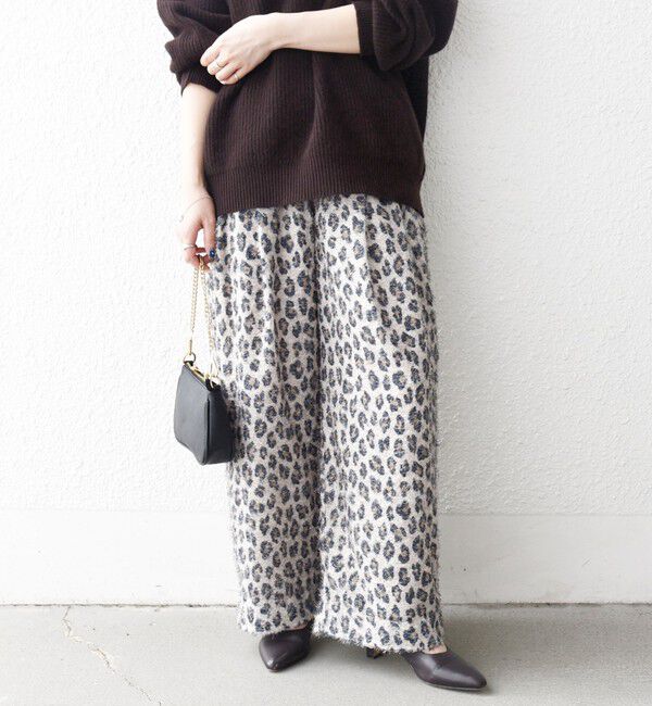 SHIPS any「SHIPS any:〈手洗い可能〉レオパード ジャカード ワイド イージー パンツ」|その他|ベージュ