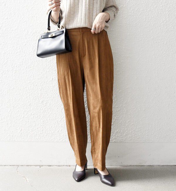 SHIPS any「SHIPS any: ポリエステル スエード テーパード イージー パンツ」|その他|キャメル