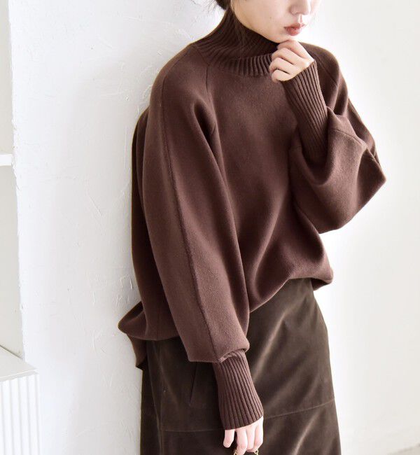 quaranciel「quaranciel:〈洗濯機可能〉タートルネック ラグラン ロングリブ ニット プルオーバー」|ニット・セーター|