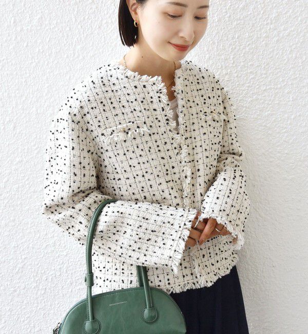 SHIPS for women「【SHIPS別注】troisiemeCHACO: ツイード ジャケット（セレモニー対応可）」|ノーカラージャケット|