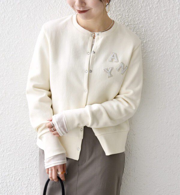 SHIPS any「SHIPS any:〈洗濯機可能〉裏起毛 ビジュー コンパクト スナップ カーディガン」|カーディガン|