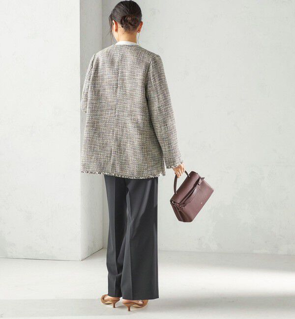 SHIPS for women「トライスピン 杢 ツイード カラーレス ジャケット（セレモニー対応可）」|ノーカラージャケット|