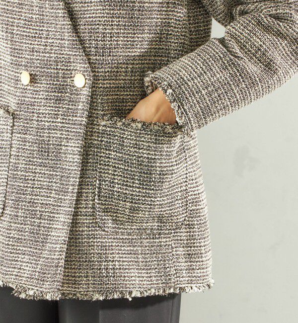 SHIPS for women「トライスピン 杢 ツイード カラーレス ジャケット（セレモニー対応可）」|ノーカラージャケット|