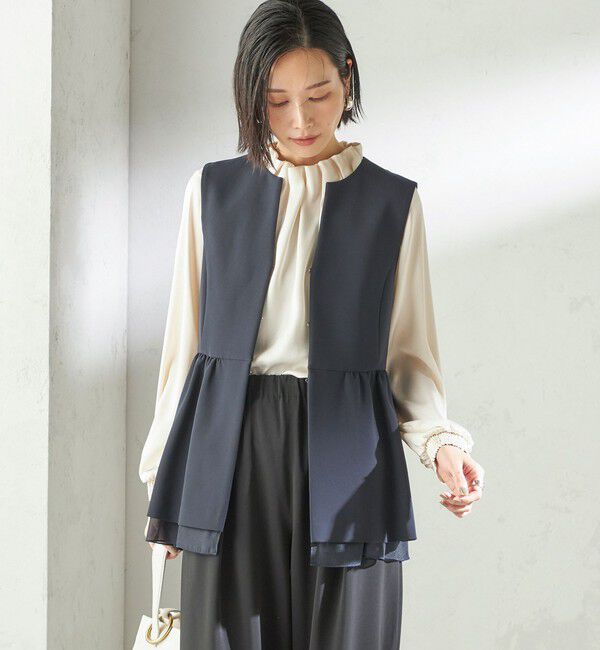 SHIPS for women「ダブル クロス レイヤード ペプラム ジレ（セレモニー対応可）」|ベスト・ジレ|