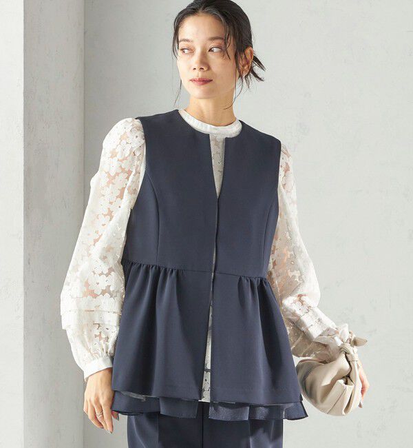SHIPS for women「ダブル クロス レイヤード ペプラム ジレ（セレモニー対応可）」|ベスト・ジレ|