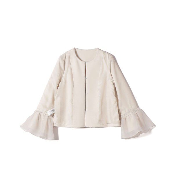SHIPS for women「ダブル クロス 重ね袖 ノーカラー ジャケット（セレモニー対応可）」|ノーカラージャケット|