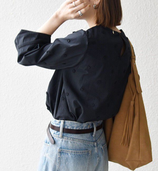 SHIPS any「《予約》【WEB限定】SHIPS any:〈洗濯機可能〉フラワー モチーフ ハシゴレース クルーネック ブラウス」|シャツ・ブラウス|