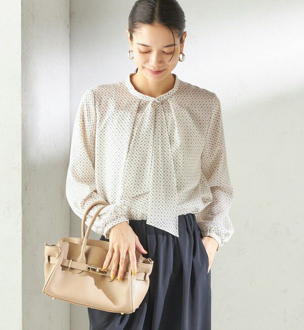 SHIPS for women「〈手洗い可能〉プリント タイ 長袖 ブラウス」|シャツ・ブラウス|