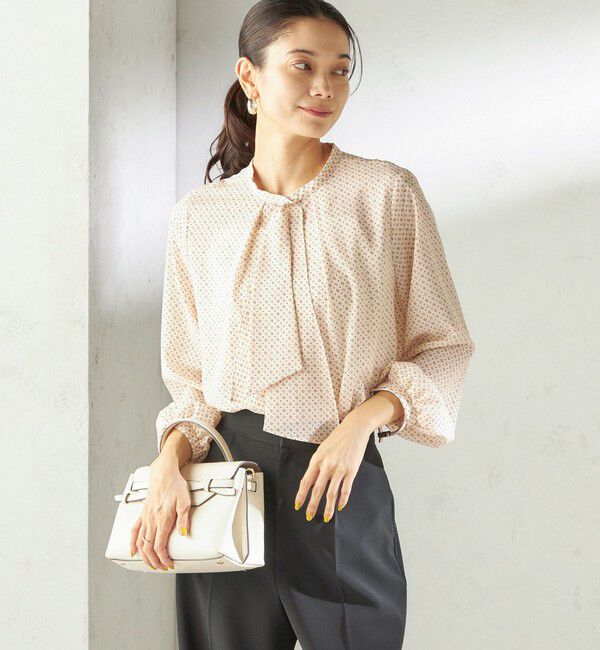 SHIPS for women「〈手洗い可能〉プリント タイ 長袖 ブラウス」|シャツ・ブラウス|