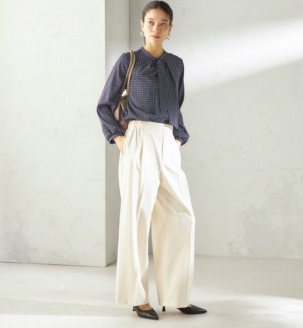 SHIPS for women「〈手洗い可能〉プリント タイ 長袖 ブラウス」|シャツ・ブラウス|