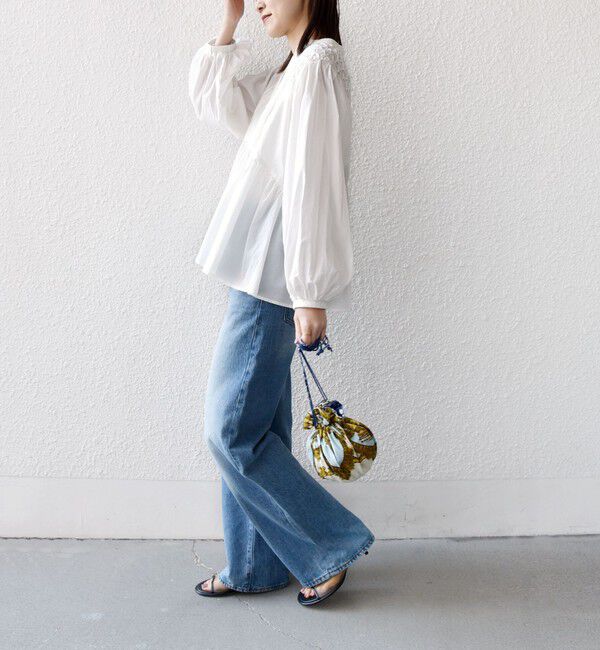 SHIPS for women「《予約》【WEB限定】〈手洗い可能〉ショルダー 刺繍 タック ブラウス」|シャツ・ブラウス|