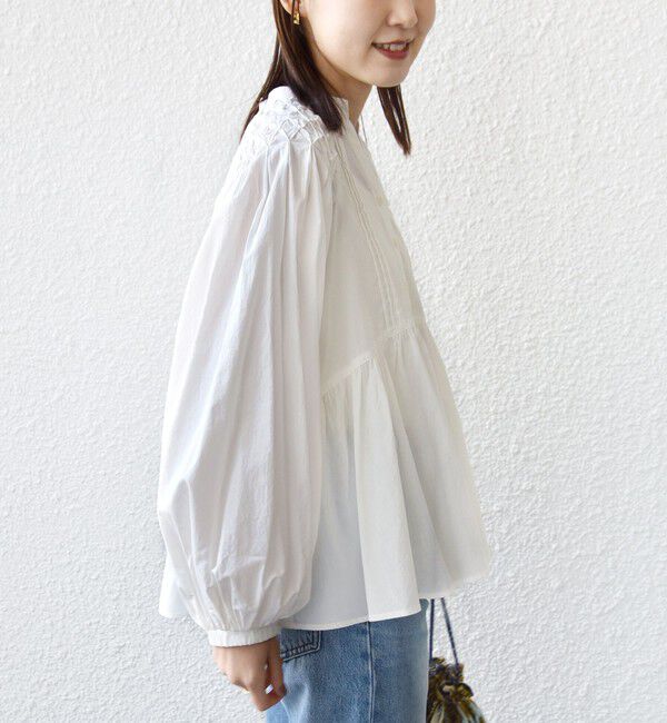 SHIPS for women「《予約》【WEB限定】〈手洗い可能〉ショルダー 刺繍 タック ブラウス」|シャツ・ブラウス|