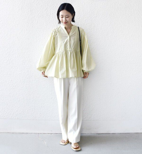 SHIPS for women「《予約》【WEB限定】〈手洗い可能〉ショルダー 刺繍 タック ブラウス」|シャツ・ブラウス|