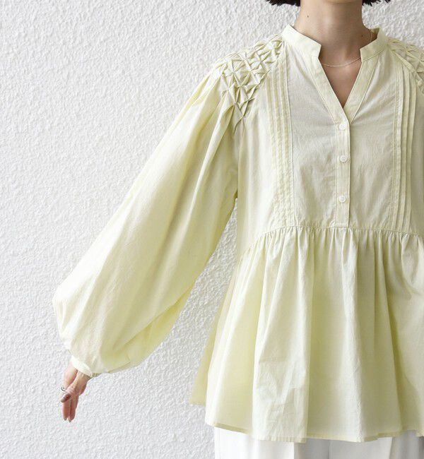 SHIPS for women「《予約》【WEB限定】〈手洗い可能〉ショルダー 刺繍 タック ブラウス」|シャツ・ブラウス|