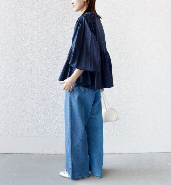 SHIPS for women「《予約》【WEB限定】〈手洗い可能〉ショルダー 刺繍 タック ブラウス」|シャツ・ブラウス|