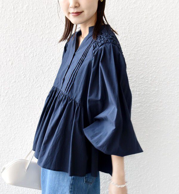 SHIPS for women「《予約》【WEB限定】〈手洗い可能〉ショルダー 刺繍 タック ブラウス」|シャツ・ブラウス|