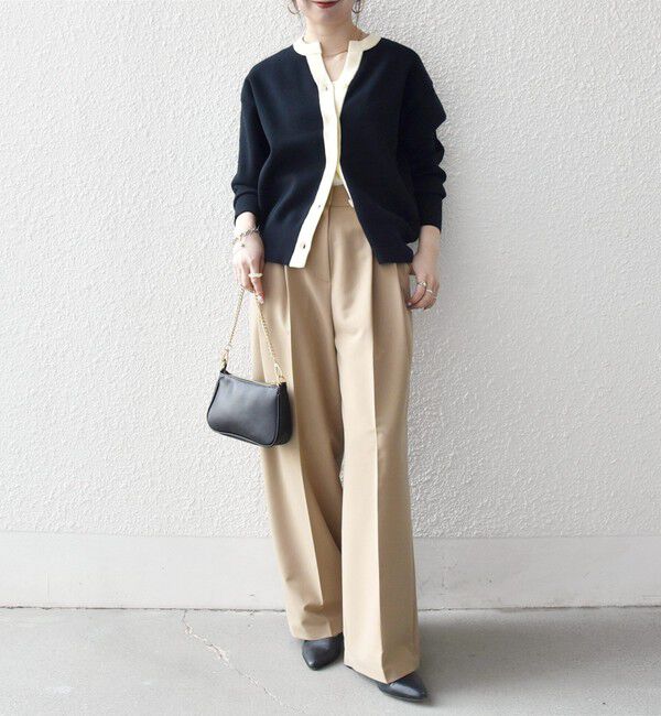 SHIPS any「《予約》SHIPS any:〈手洗い可能〉バイカラー スキッパー ニット カーディガン」|カーディガン|