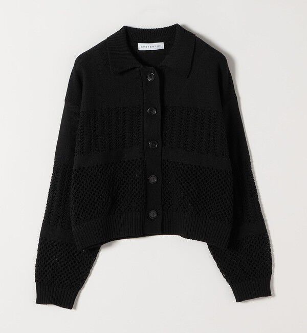 quaranciel「《予約》quaranciel:〈手洗い可能〉透かし編み 襟付き ニット カーディガン」|カーディガン|