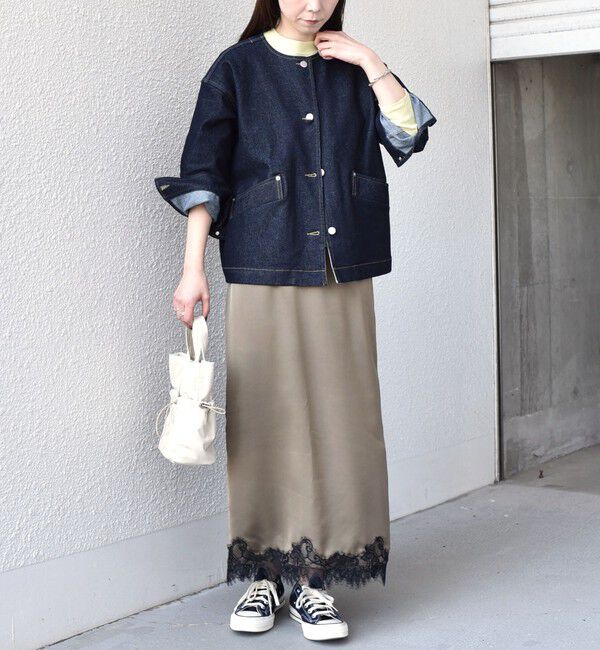 SHIPS Colors 「《予約》SHIPS Colors:〈手洗い可能〉サテン レース スカート◆」|スカート|