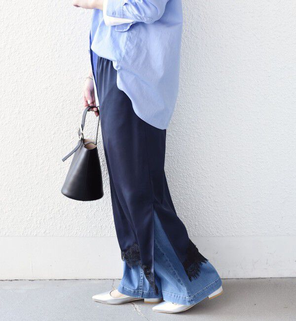 SHIPS Colors 「《予約》SHIPS Colors:〈手洗い可能〉サテン レース スカート◆」|スカート|