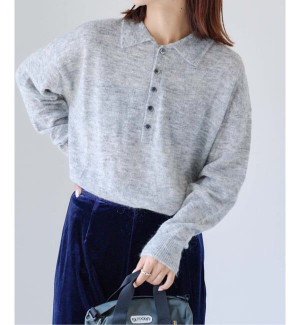 OUTDOOR PRODUCTS Usual Things「モヘヤブレンドニットポロシャツ」|ニット・セーター|グレーA