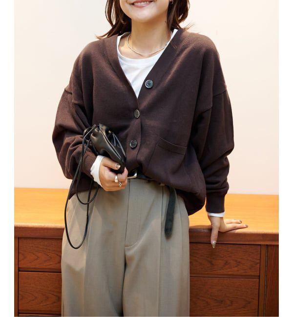 OUTDOOR PRODUCTS Usual Things「≪予約≫リネンコットンVネックコクーンカーディガン」|カーディガン|ブラウン