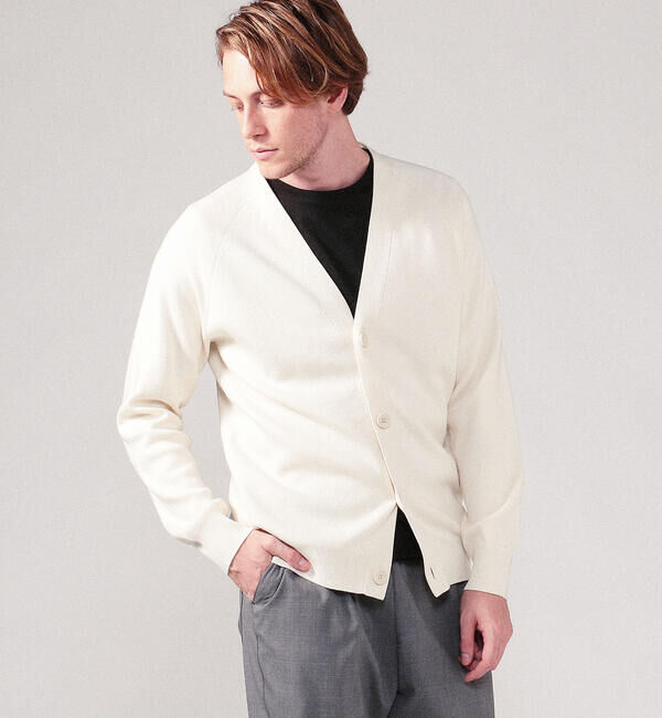 CABaN「CABaN コットンカシミヤ バイカラーVネックカーディガン」|カーディガン|